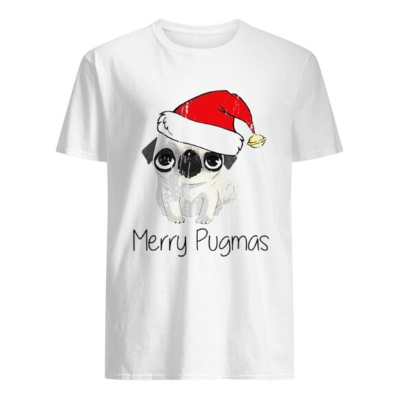 Merry Pugmas Pug Dog Christmas Graphic T-Shirt Cute Pet Lover Holiday Gift Te 05 - Picture 1 of 5
